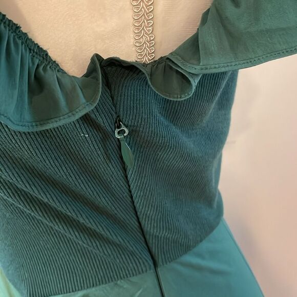 Sugarlips Poplin Scoop Neck Ruffle Sleeve Ruched Midi Dress green - Picture 9 of 9